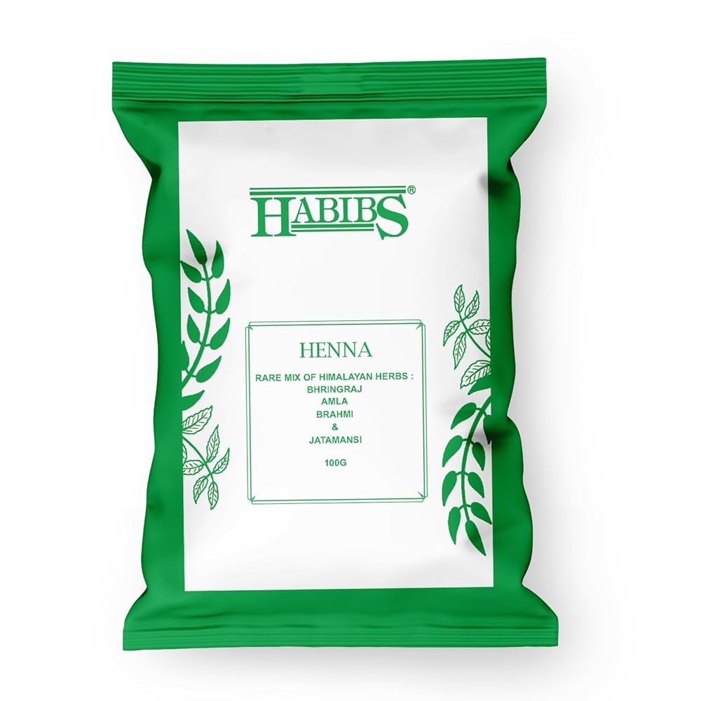 HABIBS COSMETICS Natural Henna Mehndi Powder Enriched With Bhringraj, Amla, Brahmi,Jatamansi For Natural Hair Coloring 100Gm Pack Of 1