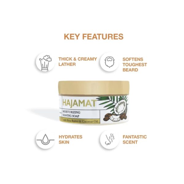 Hajamat Moisturizing Shaving Soap With Shea Butter & Coconut Oil, Original (80g) - Hajamat