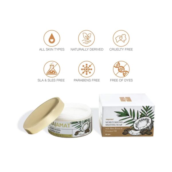 Hajamat Moisturizing Shaving Soap With Shea Butter & Coconut Oil, Original (80g) - Hajamat