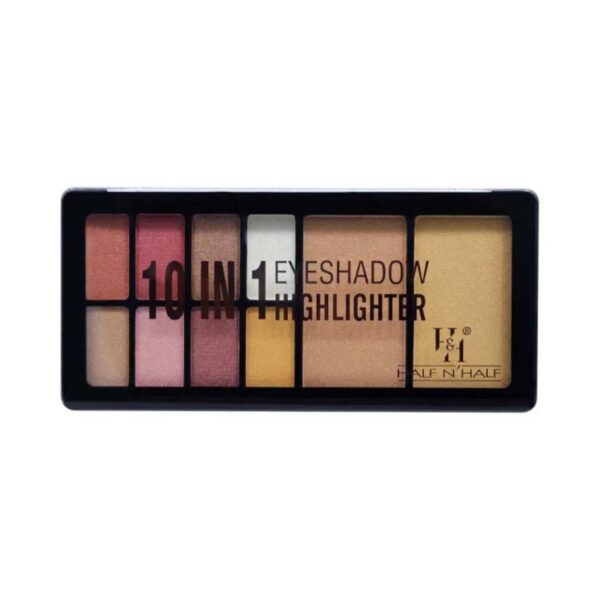 Half N Half 10-In-1 Eyeshadow & Highlighter Makeup Kit - 01 Multicolour (23g) - Half N Half