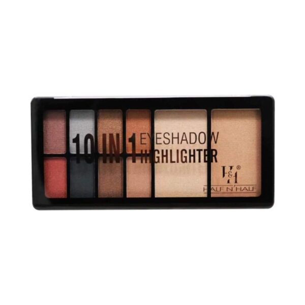 Half N Half 10-In-1 Eyeshadow & Highlighter Makeup Kit - 02 Multicolour (23g) - Half N Half