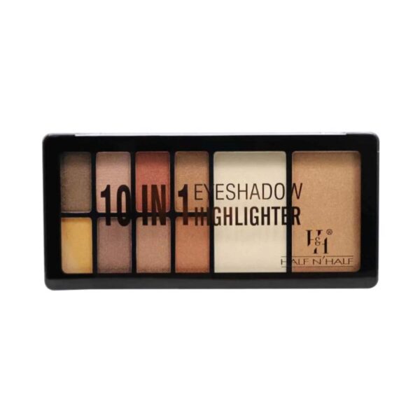 Half N Half 10-In-1 Eyeshadow & Highlighter Makeup Kit - 04 Multicolour (23g) - Half N Half
