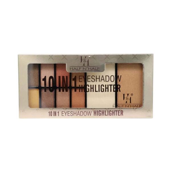 Half N Half 10-In-1 Eyeshadow & Highlighter Makeup Kit - 04 Multicolour (23g) - Half N Half