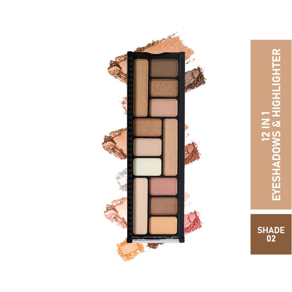 Half N Half 12-In-1 Eyeshadow & Highlighter Makeup Kit - 02 Multicolour (12g) - Half N Half