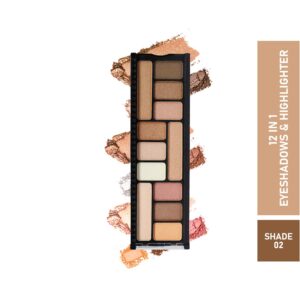Half N Half 12-In-1 Eyeshadow & Highlighter Makeup Kit - 02 Multicolour (12g) - Half N Half