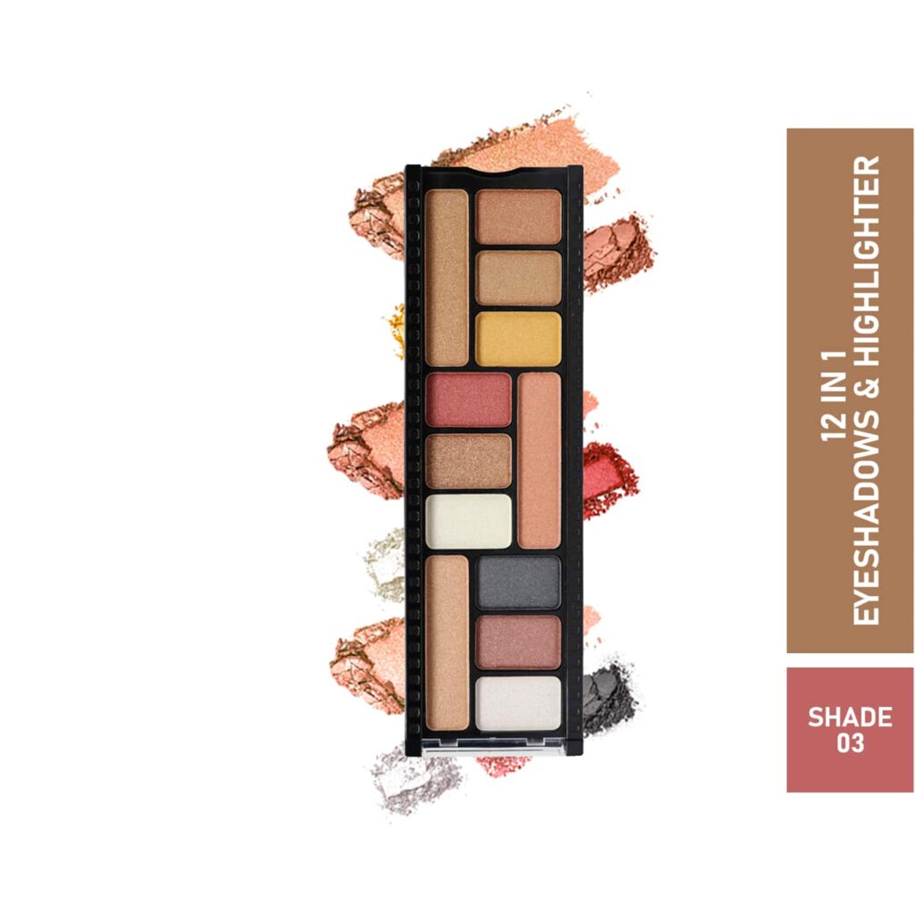 Half N Half 12-In-1 Eyeshadow & Highlighter Makeup Kit - 03 Multicolour (12g) - Half N Half