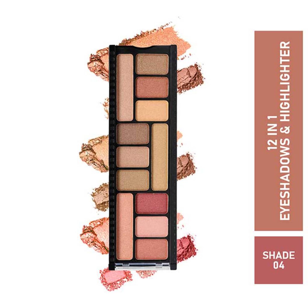 Half N Half 12-In-1 Eyeshadow & Highlighter Makeup Kit - 04 Multicolour (12g) - Half N Half