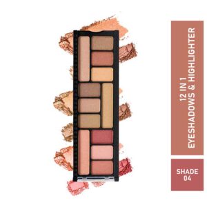Half N Half 12-In-1 Eyeshadow & Highlighter Makeup Kit - 04 Multicolour (12g) - Half N Half
