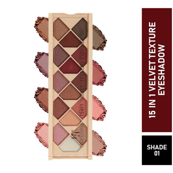 Half N Half 15-In-1 Velvet Texture Eyeshadow Palette - 01 Multicolour (12g) - Half N Half