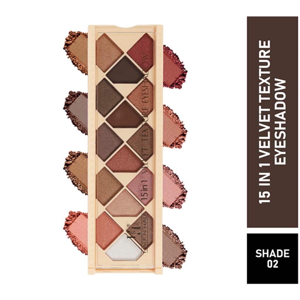 Half N Half 15-In-1 Velvet Texture Eyeshadow Palette - 02 Multicolour (12g) - Half N Half