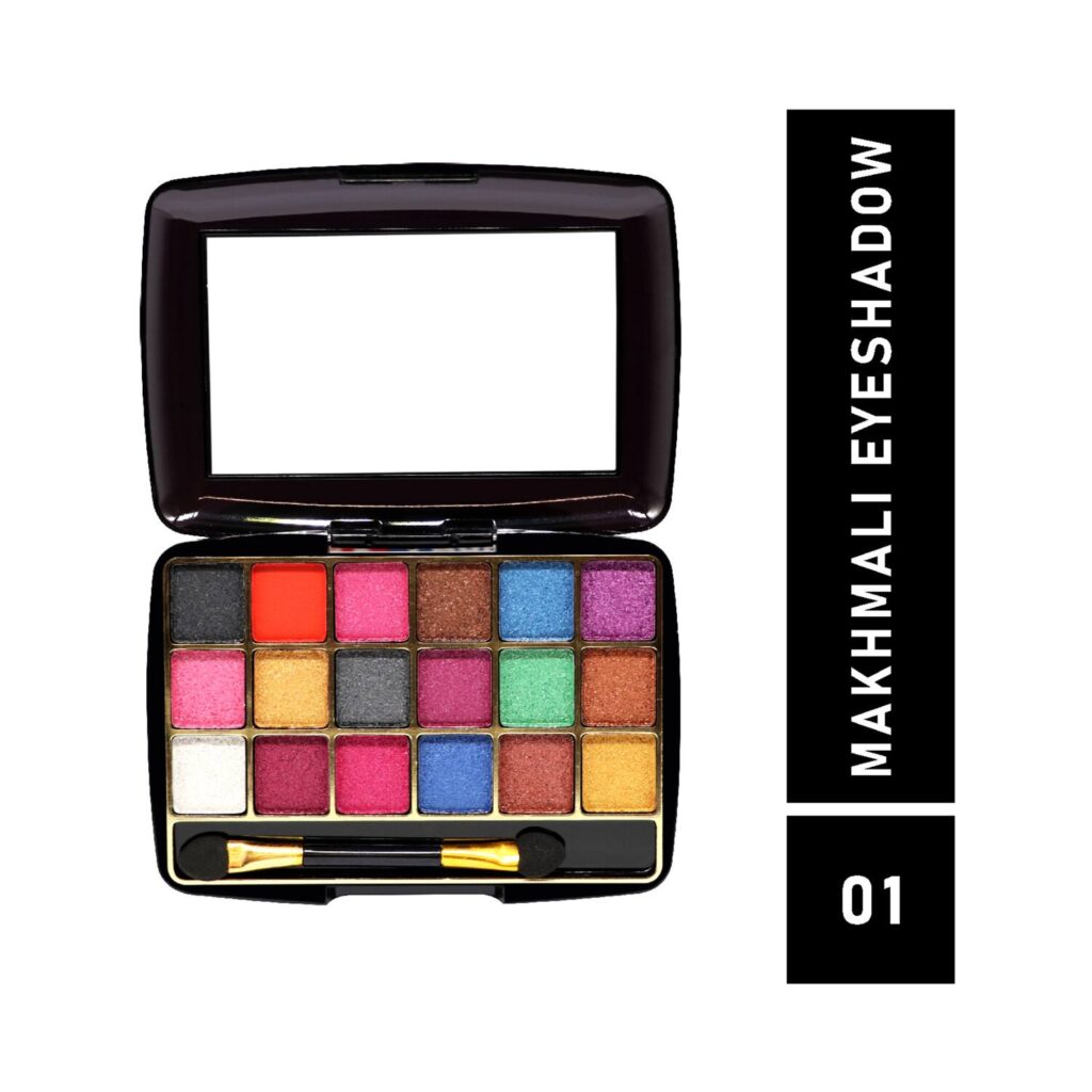 Half N Half 18 Colors Makhmali Eyeshadow With Brush In Makeup Palette - 01 Shade (12.8g) - Half N Half