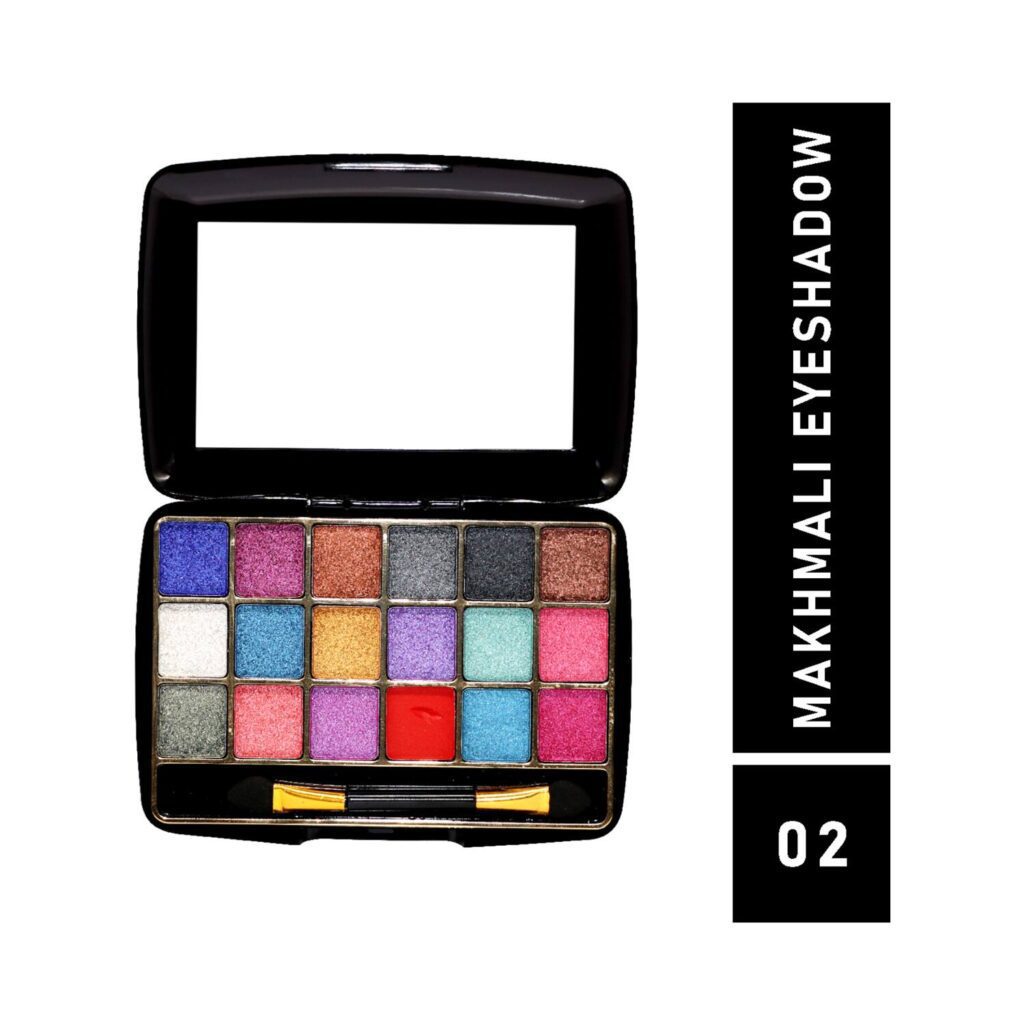 Half N Half 18 Colors Makhmali Eyeshadow With Brush In Makeup Palette - 02 Shade (12.8g) - Half N Half