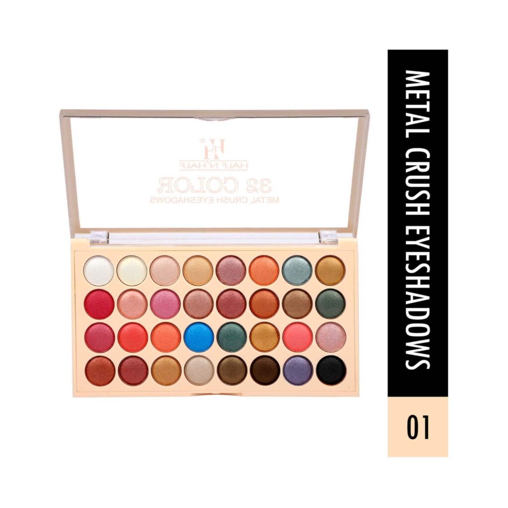 Half N Half 32 Colour Metal Crush Eyeshadow Palette - 01 Multicolour (36g) - Half N Half