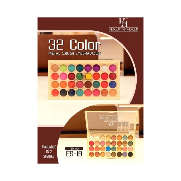 Half N Half 32 Colour Metal Crush Eyeshadow Palette - 01 Multicolour (36g) - Half N Half