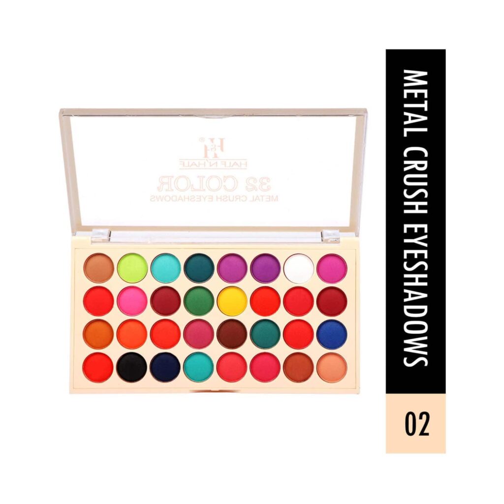 Half N Half 32 Colour Metal Crush Eyeshadow Palette - 02 Multicolour (36g) - Half N Half