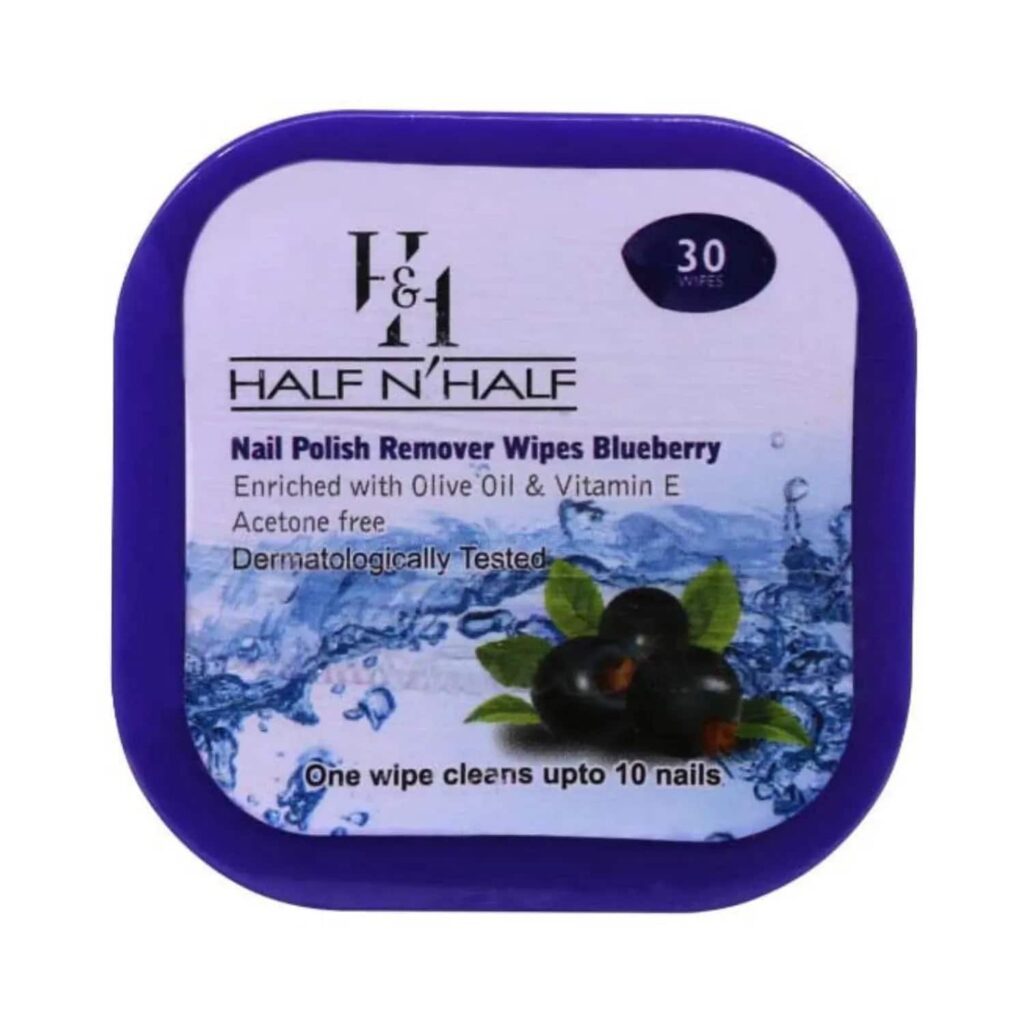 Half N Half Blueberry Nail Polish Remover Wipes - (30 Pcs) - Half N Half