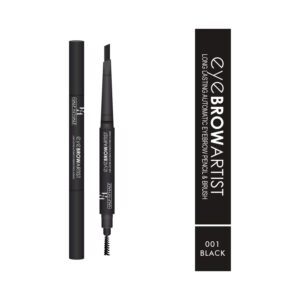 Half N Half Eye Brow Artist Long Lasting Automatic Eyebrow Pencil & Brush - 001 Black (0.4g) - Half N Half