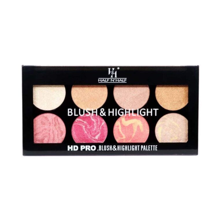 Half N Half HD Pro Blush & Highlight Face Palette - 01 Multicolour (16g) - Half N Half