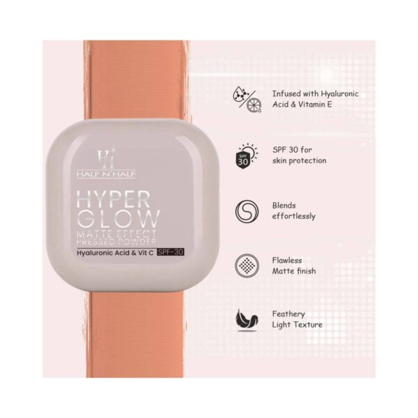 Half N Half Hyper Glow Matte Effect Pressed Compact Powder With SPF 30 - 02 Nude Glow (20 g) - Half N Half