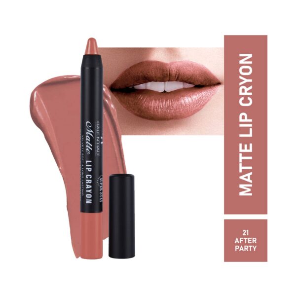 Half N Half Matte Velvet Soft & Long Lasting 24h Super Stay Lip Crayon - 21 After Party (3.5g) - Half N Half