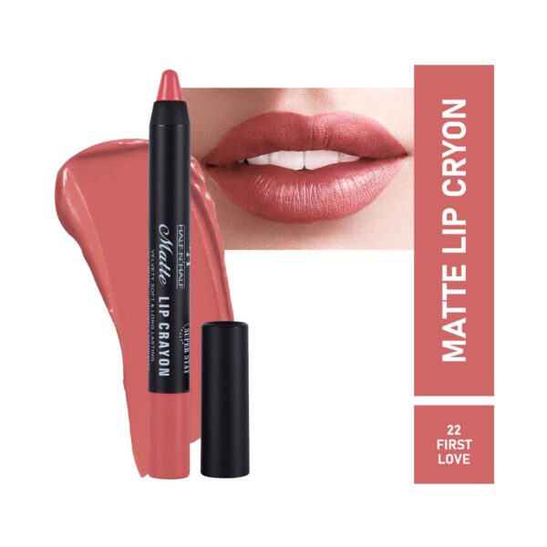 Half N Half Matte Velvet Soft & Long Lasting 24h Super Stay Lip Crayon - 22 First Love (3.5g) - Half N Half