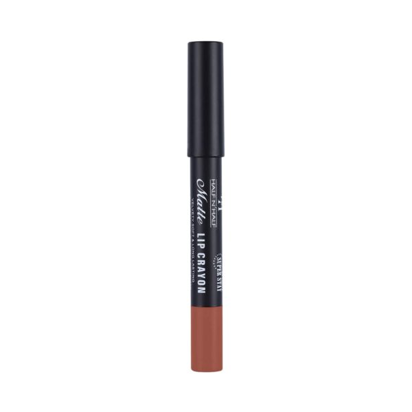 Half N Half Matte Velvet Soft & Long Lasting 24h Super Stay Lip Crayon - 23 Wood Spice (3.5g) - Half N Half