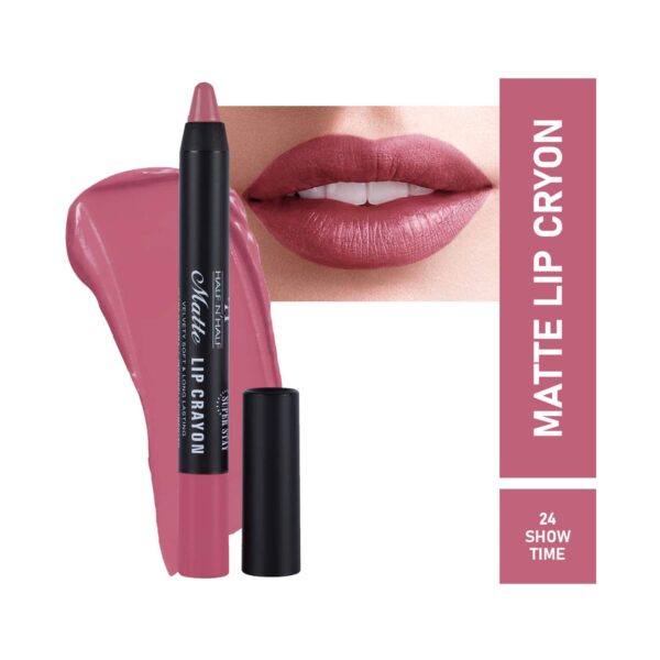 Half N Half Matte Velvet Soft & Long Lasting 24h Super Stay Lip Crayon - 24 Show Time (3.5g) - Half N Half
