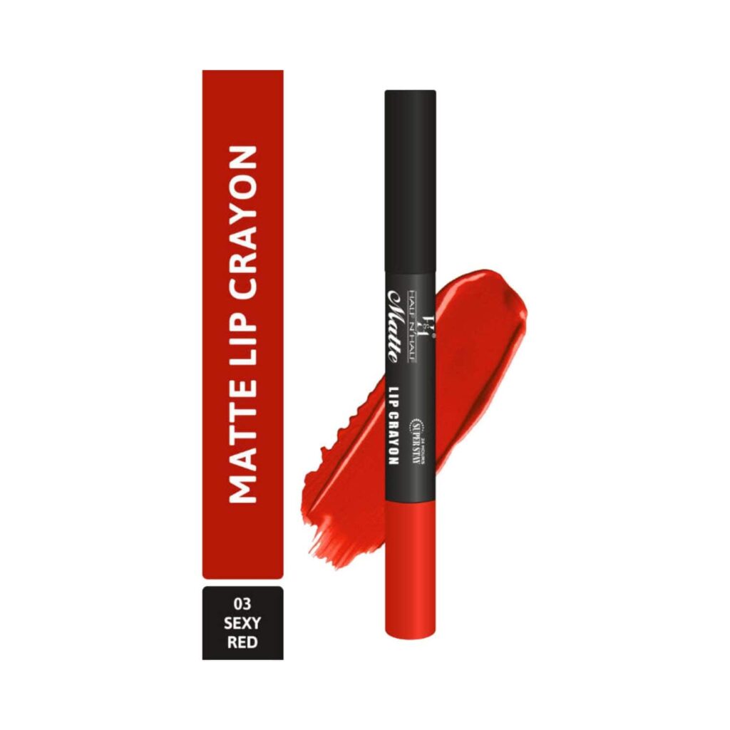 Half N Half Matte Velvet Soft & Long Lasting 24h Superstay Lip Crayon - 03 Sexy Red (3.5g) - Half N Half