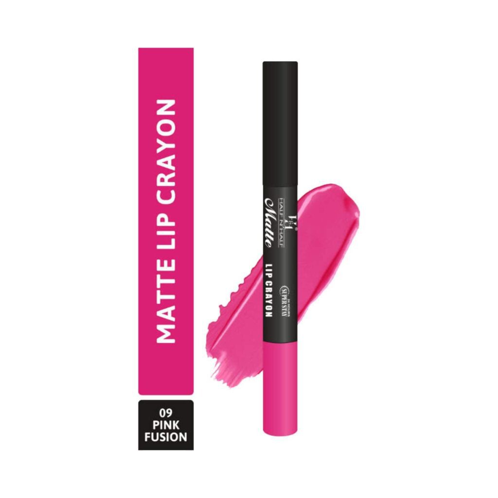 Half N Half Matte Velvet Soft & Long Lasting 24h Superstay Lip Crayon - 09 Pink Fusion (3.5g) - Half N Half