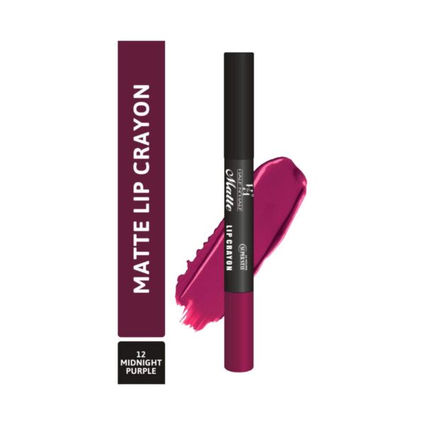 Half N Half Matte Velvet Soft & Long Lasting 24h Superstay Lip Crayon - 12 Midnight Purple (3.5g) - Half N Half