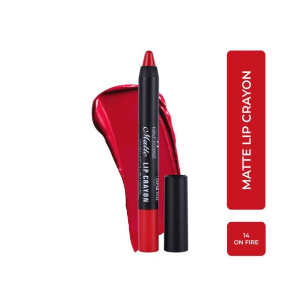 Half N Half Matte Velvet Soft & Long Lasting 24h Superstay Lip Crayon - 14 On Fire (3.5g) - Half N Half