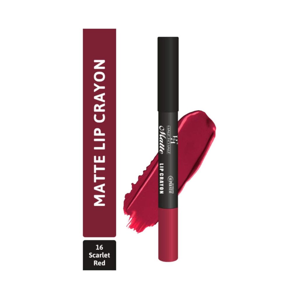 Half N Half Matte Velvet Soft & Long Lasting 24h Superstay Lip Crayon - 16 Scarlet Red (3.5g) - Half N Half