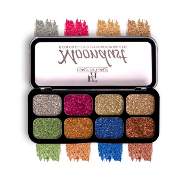Half N Half Moondust 8 Color Glitter Eyeshadow Makeup Palette - Shade A (12g) - Half N Half