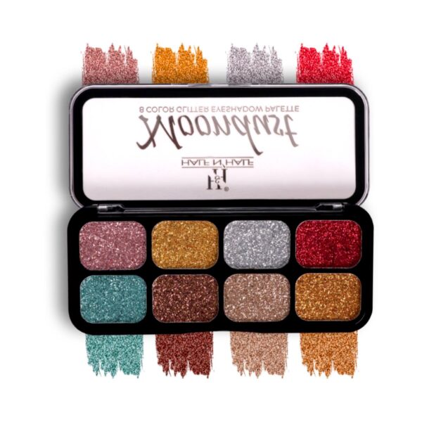 Half N Half Moondust 8 Color Glitter Eyeshadow Makeup Palette - Shade B (12g) - Half N Half