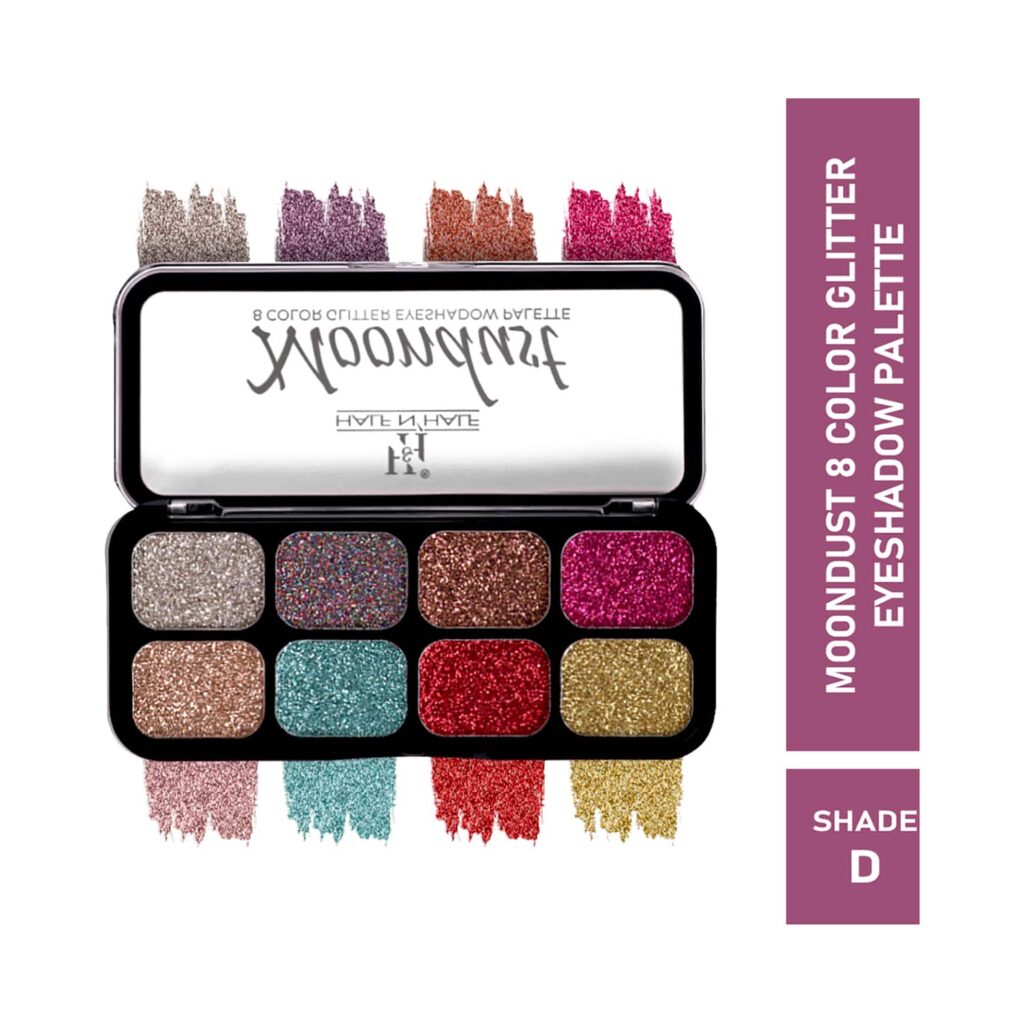 Half N Half Moondust 8 Color Glitter Eyeshadow Makeup Palette - Shade D (12g) - Half N Half