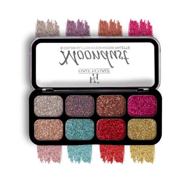 Half N Half Moondust 8 Color Glitter Eyeshadow Makeup Palette - Shade D (12g) - Half N Half