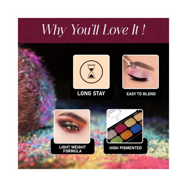 Half N Half Moondust 8 Color Glitter Eyeshadow Makeup Palette - Shade D (12g) - Half N Half
