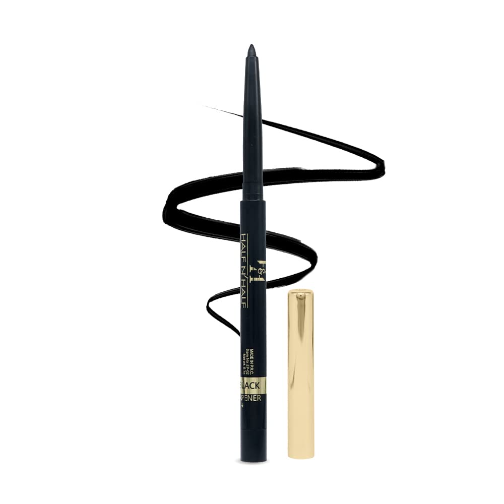 Half N Half One Stroke Defining Auto Eyeliner Kohl Kajal, Smudge & Waterproof, 18hour Long Lasting, Jet Black (0.3g)