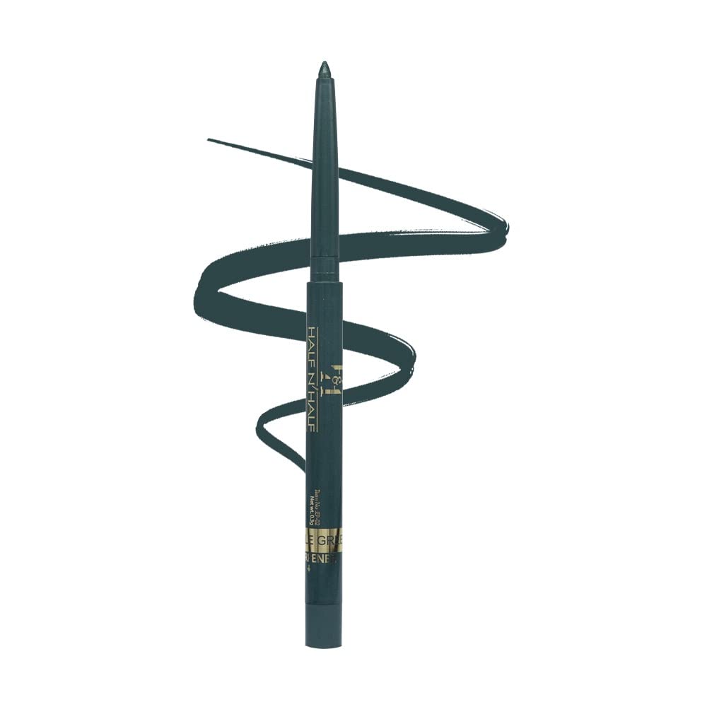Half N Half One Stroke Defining Auto Eyeliner Kohl Kajal, Smudge & Waterproof, 18hour Long Lasting, Bottle Green (0.3g)