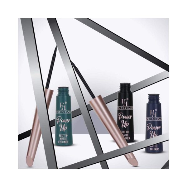 Half N Half Power Up Felt Tip Matte Eyeliner - Supreme Black (4.8 ml) - Half N Half