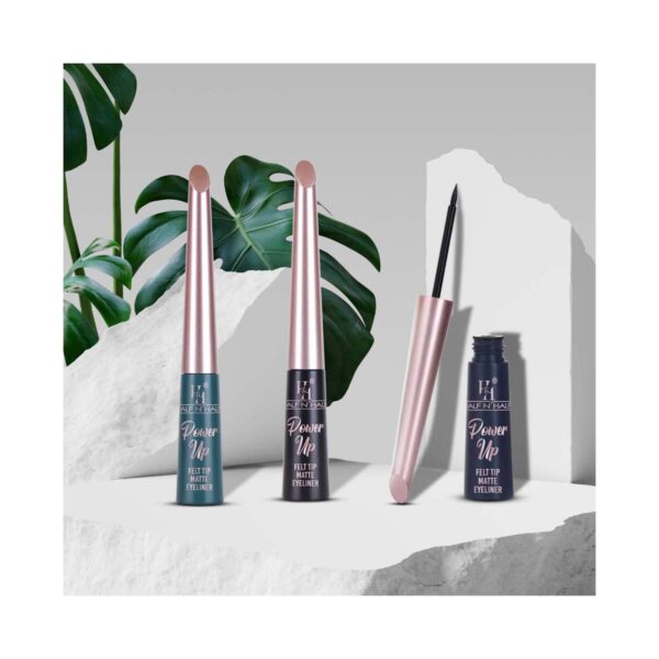 Half N Half Power Up Felt Tip Matte Eyeliner - Supreme Black (4.8 ml) - Half N Half