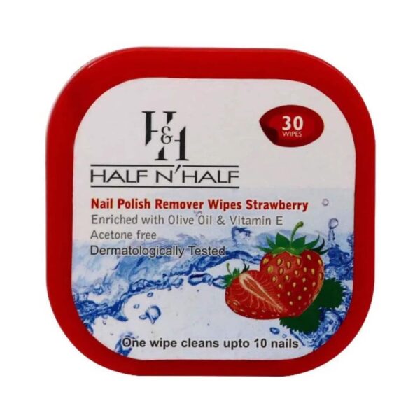 Half N Half Strawberry Nail Polish Remover Wipes - (30 Pcs) - Half N Half
