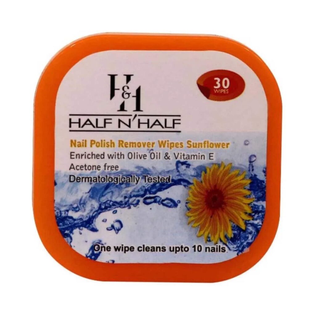 Half N Half Sunflower Nail Polish Remover Wipes - (30 Pcs) - Half N Half