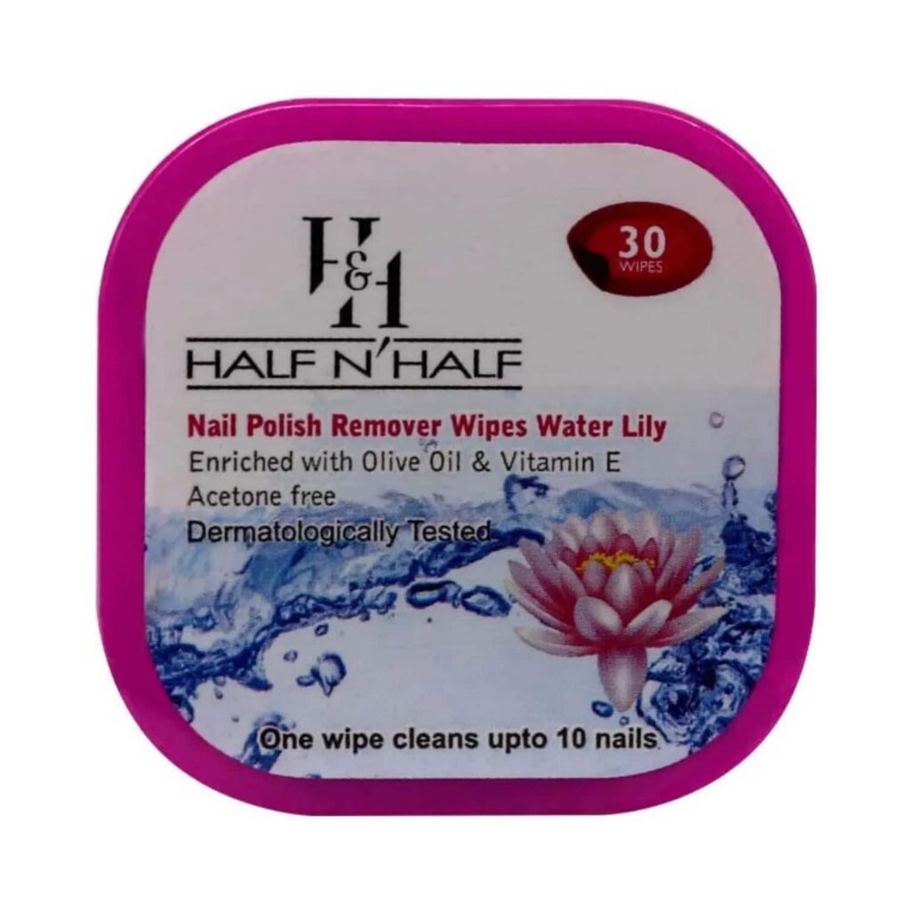 Half N Half Water Lily Nail Polish Remover Wipes - (30 Pcs) - Half N Half