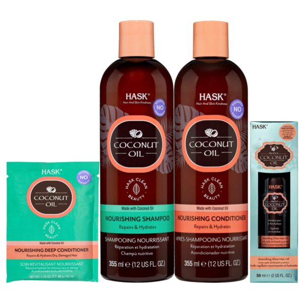 Hask Coconut Oil Hydration Kit (Shampoo, Conditioner, Hair Oil & Deep Conditioner) - Hask