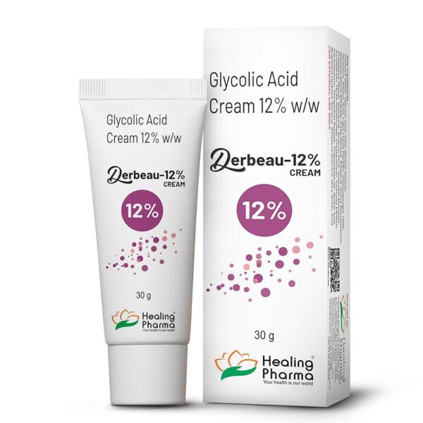 Healing Pharma - Derbeau 12% Glyco-lic Acid Cream with Aloe Vera For Acne, Scars, Melasma, Hyperpigmentation - 30g