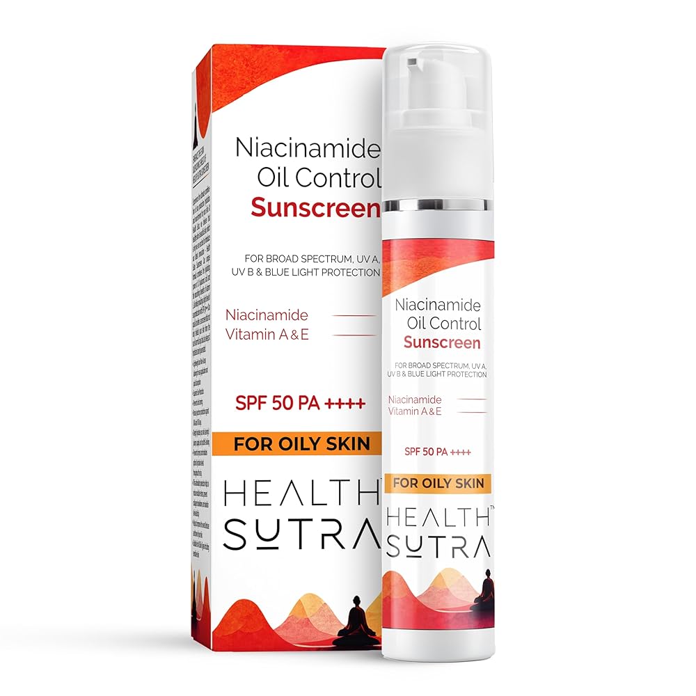 Health Sutra Niacinamide Oil Control Sunscreen — SPF 50 PA++++ | Broad-Spectrum UVA/UVB Protection | Oil-Control with Vitamin A & E | Lightweight & Water-Resistant |...