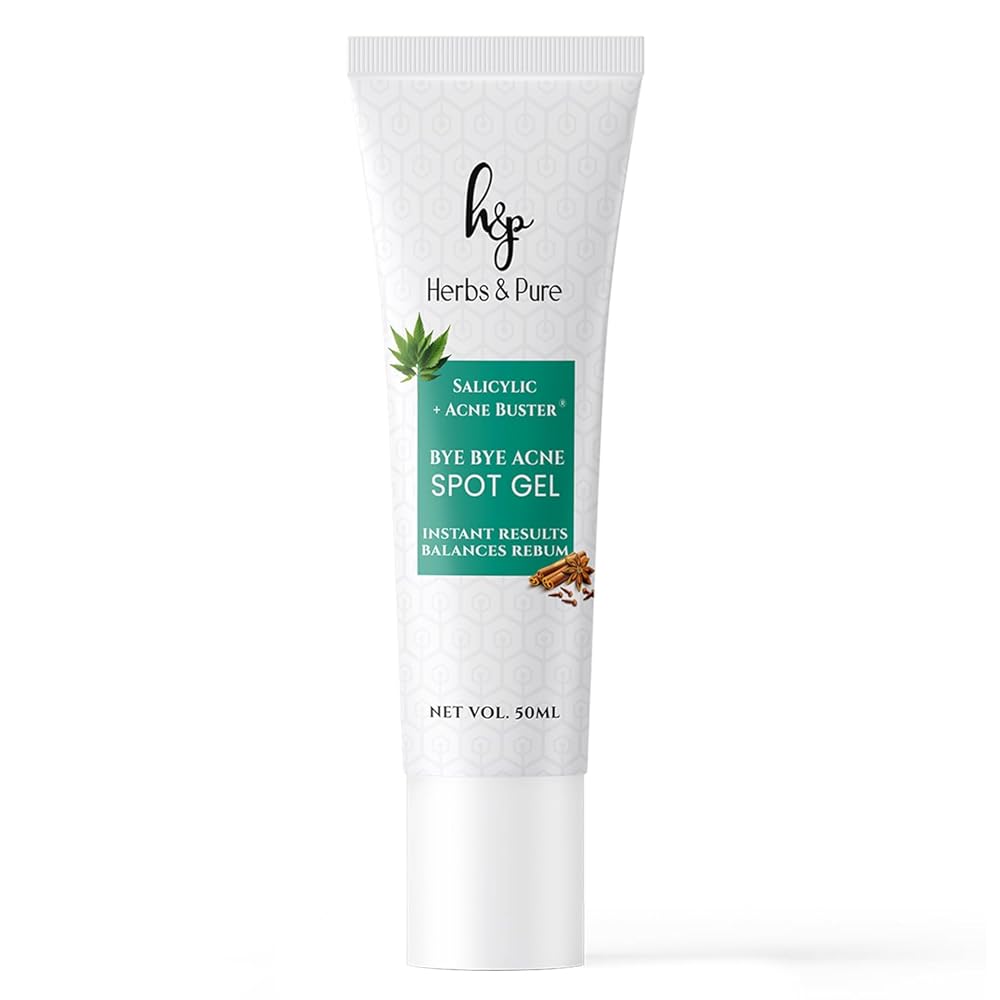 Herbs and Pure Bye Bye Acne Spot Buster Gel |Instant Results, Balances Rebum| Pimple Removal Gel | Acne-Prone Skin, 50ML