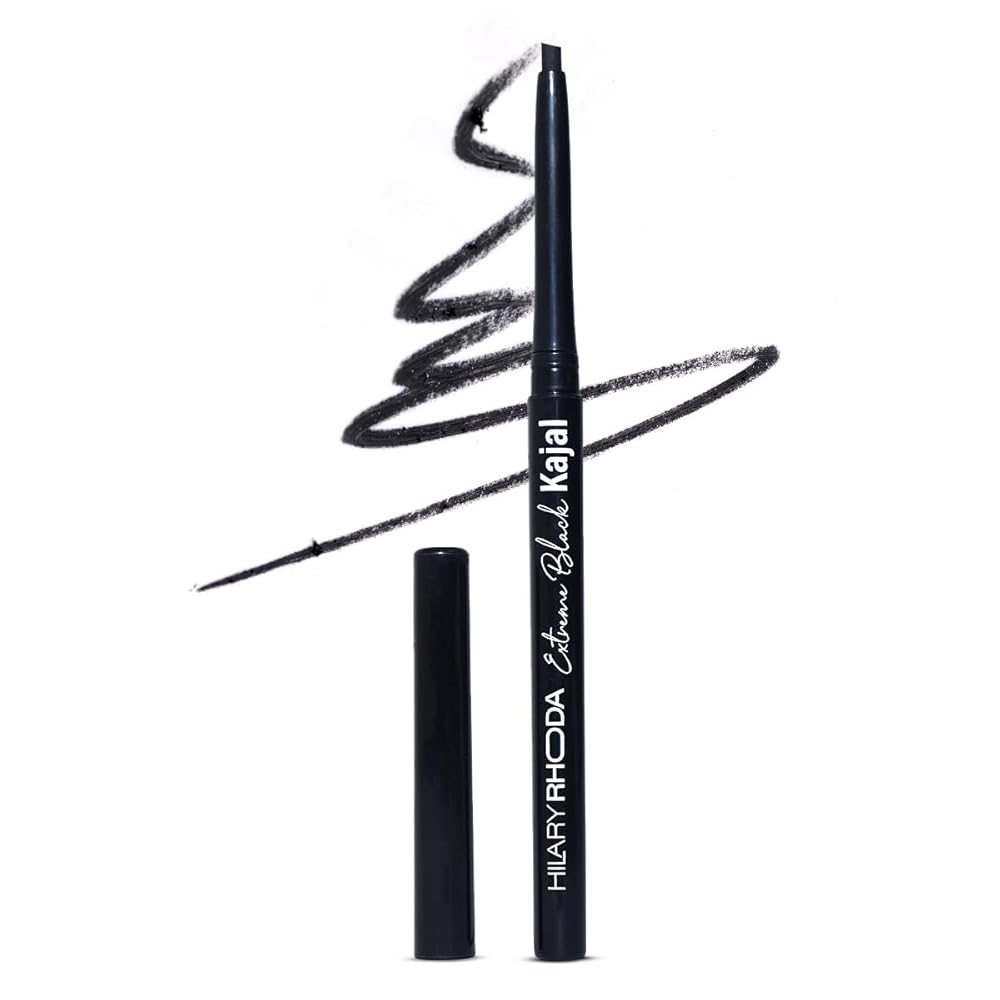 Hilary Rhoda Extreme Black Kajal | Waterproof, Smudge-proof, 24HR Stay | Single Stroke Eyeliner | Deep Black Pigmented | Matte Finish | 0.35g