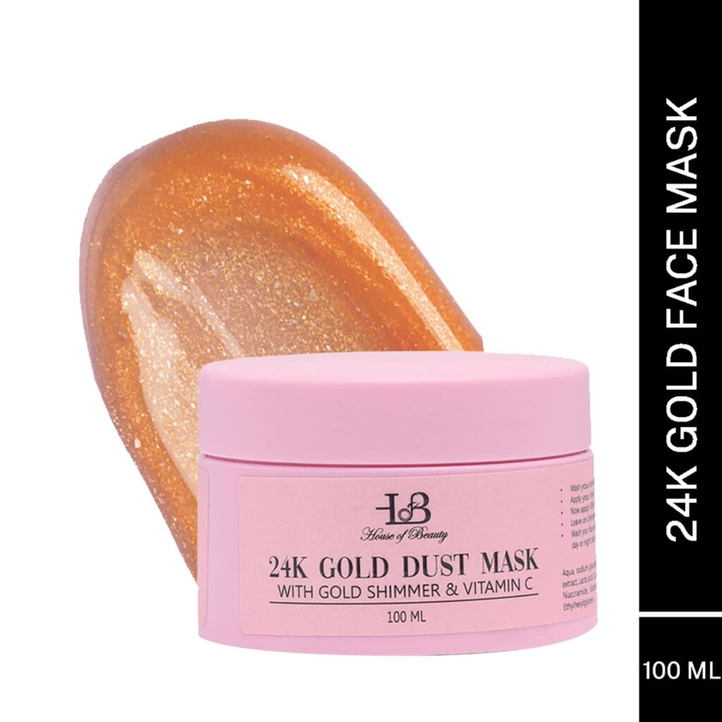House of Beauty 24K Real Gold Dust Face Mask-Bridal Party Instant Glow W/T Niacin& Vit-C (100 ml) - House of Beauty